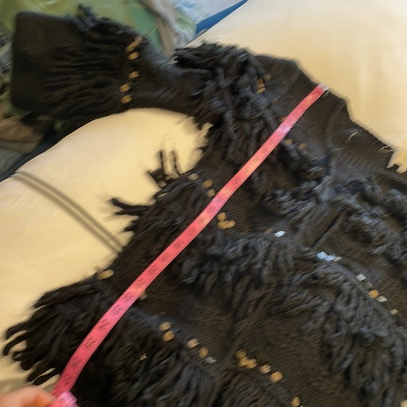 Jens pirate bootie fringe coat/cardigan in black - Picture 11 of 15
